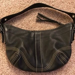 Vintage Black Coach Mini Leather Hobo Purse